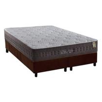 Cama Box Queen: Colchão Molas MasterPocket Ensacadas Anjos New King + Base CRC Suede Marrom(158x198)