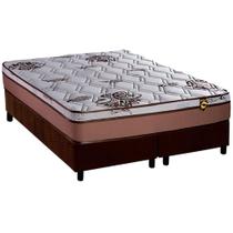 Cama Box Queen: Colchão Molas MasterPocket Ensacadas Luckspuma Caribe + Base CRC Suede Brown(158x198)