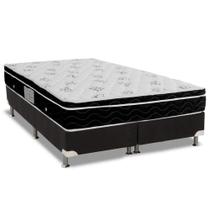 Cama Box Queen: Colchão Molas Ortobom Nanolastic Physical Spring + Base CRC Suede Black(158x198)