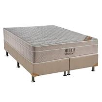 Cama Box Queen: Colchão Molas Ortobom SuperPocket Fort Airtech Spring + Base CRC Suede White(158x198)