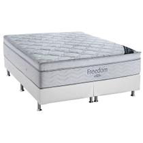 Cama Box Queen: Colchão Molas Ortobom SuperPocket Freedom Visco + Base CRC Courano Branco(158x198)