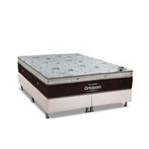 Cama Box Queen: Colchão Molas Ortobom SuperPocket Sleep King Látex + Base CRC Courano White(158x198)