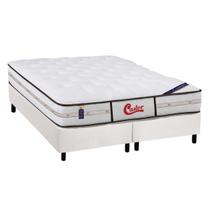 Cama Box Queen: Colchão Molas Pocket Ensacadas Castor Gold Star Vitagel Class Double Face + Base CRC Courano White(158x198)