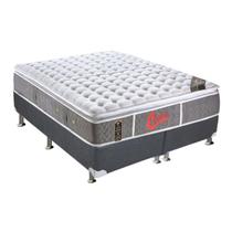 Cama Box Queen: Colchão Molas Pocket Ensacadas Castor Light Stress Oxygen New + Base CRC Suede Cinza(158x198)