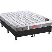 Cama Box Queen: Colchão Molas Pocket Ensacadas Castor Light Stress Oxygen New Plush + Base CRC Suede Gray (158x198)