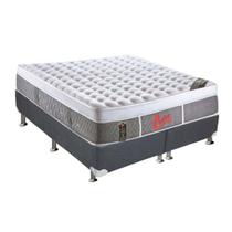 Cama Box Queen: Colchão Molas Pocket Ensacadas Castor Light Stress Oxygen New Plush + Base CRC Suede Gray (158x198)