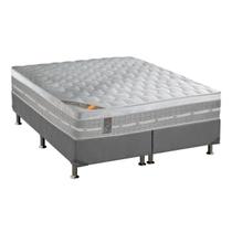 Cama Box Queen: Colchão Molas Pocket Ensacadas Castor Premium Gel + Base CRC Suede Gray (158x198)