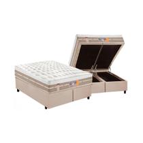 Cama Box Queen: Colchão Molas Pocket Ensacadas Castor Silver Star Air One Face + Base CRC Suede Clean(158x198)