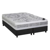 Cama Box Queen: Colchão Molas Pocket Ensacadas Castor Super luxo Látex Plush Double Face + Base CRC Suede Gray(158x198)