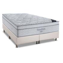Cama Box Queen: Colchão Molas SuperPocket Ensacadas Ortobom Freedom + Base CRC Courano Branco(158x198) Cama Box Queen: Colchão Molas SuperPocket Ensacadas Ortobom Freedom + Base CRC Courano Branco(158x198)