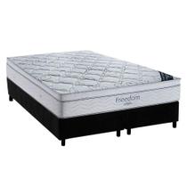 Cama Box Queen: Colchão Molas SuperPocket Ensacadas Ortobom Freedom Visco + Base CRC Suede Black (158x198) Cama Box Queen: Colchão Molas SuperPocket Ensacadas Ortobom Freedom Visco + Base CRC Suede Black (158x198)