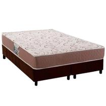 Cama Box Queen: Colchão Ortopédico Herval Compact AG 65 / Durabilli Bordado Double Side + Base CRC Suede Brown (158x198)