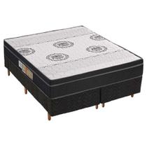 Cama Box Queen: Colchão Ortopédico Polar D28/EP Orthoface Firme + Base CRC Suede Black(158x198)