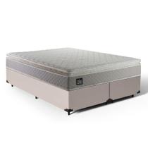 Cama Box Queen+ Colchão Strong D45 One Face Bege 158x198x63cm - Suporta até 150Kg Por Pessoa