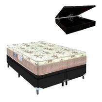 Cama Box Queen com Baú Preto e Colchão Nápoles Espuma D33 - Portobel