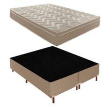 Cama Box Queen com Colchão D28 Unique Anatômico 25x158x198cm e Base Júlia Bege/Rustico Cama Box Queen com Colchão D28 Unique Anatômico 25x158x198cm e Base Júlia Bege/Rustico