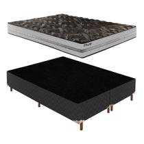 Cama Box Queen com Colchão D33 Unique Plus Duoface 14x158x198cm e Base Íris Preto/Elegancy Paropas B Cama Box Queen com Colchão D33 Unique Plus Duoface 14x158x198cm e Base Íris Preto/Elegancy Paropas B