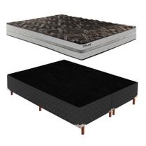 Cama Box Queen com Colchão D33 Unique Plus Duoface 20x158x198cm e Base Íris Preto/Elegancy Paropas B Cama Box Queen com Colchão D33 Unique Plus Duoface 20x158x198cm e Base Íris Preto/Elegancy Paropas B