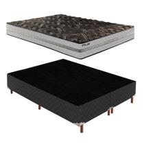 Cama Box Queen com Colchão D33 Unique Plus Duoface 25x158x198cm e Base Íris Preto/Elegancy Paropas By Ecosono Cama Box Queen com Colchão D33 Unique Plus Duoface 25x158x198cm e Base Íris Preto/Elegancy Paropas By Ecosono