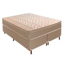 Cama Box Queen com Colchão de Molas Ensacadas 28x158x198cm e Base Júlia Bege/Rustico Cama Box Queen com Colchão de Molas Ensacadas 28x158x198cm e Base Júlia Bege/Rustico