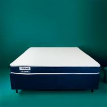 Cama Box Queen com Colchão Guldi Duplo Plus D28 Branca e Azul Cama Box Queen com Colchão Guldi Duplo Plus D28 Branca e Azul