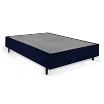 Cama Box Queen com Colchão Mola Ensacada Guldi Firme Branco e Azul