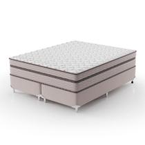 Cama Box Queen com Colchão Sonhare Mola Ensacada Bege