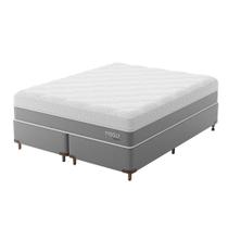 Cama Box Queen com Colchão Sublime Espuma Viscoelástica (32x158x198) Cinza e Branco