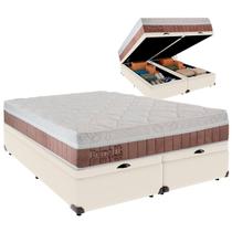 Cama Box Queen e Colchão Benefit Molas Ensacadas Colchobel Palha