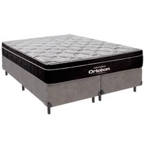 Cama Box Queen e Colchão Elegant Molas Ensacadas Ortobom Cinza Cama Box Queen e Colchão Elegant Molas Ensacadas Ortobom Cinza