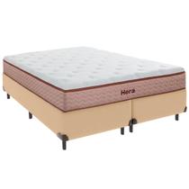 Cama Box Queen e Colchão Hera Molas Ensacadas Colchobel Ocre