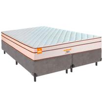 Cama Box Queen e Colchão Pequim Molas Ultralastic Inducol Cinza