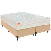 Cama Box Queen e Colchão Tucson Molas Ensacadas Inducol Bege