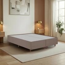 Cama Box Queen Estofada em Madeira Maciça Base Reforçada Santorini Espresso Móveis Marrom Cama Box Queen Estofada em Madeira Maciça Base Reforçada Santorini Espresso Móveis Marrom