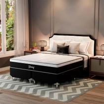 Cama Box Queen Gemini com Colchão Queen Molas Ensacadas Grafite e Branca Cama Box Queen Gemini com Colchão Queen Molas Ensacadas Grafite e Branca