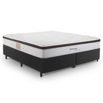 Cama Box Queen Herval Edimburgo, Molas Maxspring, Jacquard Preto, 64x158x198 cm