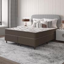 Cama Box Queen Marrom E Colchão Queen Espuma D33 Extra Firme Eliana 158x198x62cm Umaflex.