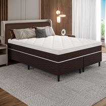 Cama Box Queen Marrom E Colchão Queen Molas Ensacadas Individualmente 158x198x62 Euro Pillow Karina Umaflex