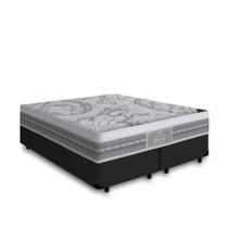 Cama Box Queen Preta + Colchão de Molas Ensacadas - Castor - Gold Star Gran Plush 158cm