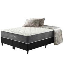 Cama Box Queen Preto + Colchão Molas Ensacadas Suporte 200 Kg Fort Wayne 158x198x67cm