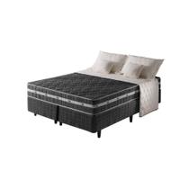 Cama Box Queen Preto + Colchão Ortopédico Espuma D45 Extra Firme Brooklyn 158x198x62cm - ZIDI