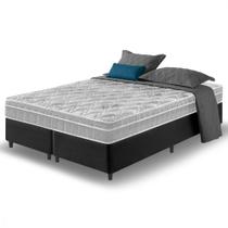 Cama Box Queen Preto + Colchão Queen Espuma D33 Hanover Orthopedic 158x198x61cm Zidi