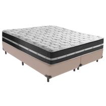 Cama Box Queen Preto com Base Bege Classic Anjos