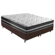 Cama Box Queen Preto com Base Marrom Classic Anjos