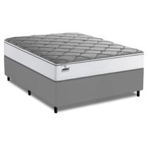 Cama Box Queen Real Max Force Softgel 158x198x65cm - Suporta Até 200 Kg Por Pessoa Branco / Cinza