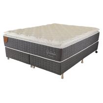 Cama Box Queen Size (Box + Colchão) 158x198x67 Brilhante Prorelax Molas Ensacadas Pillow Top - Cinza