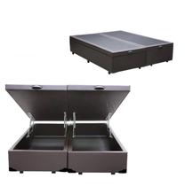 Cama Box Queen Size com Baú Bipartido Sintético Marrom, RC
