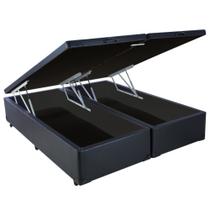 Cama Box Queen Size com Baú Sonnoforte material sintético Preto com Pistão - 158x198
