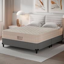 CAMA BOX QUEEN SIZE ORTOBOM AIRTECH MOLAS ENSACADAS 158x198x66CM BEGE e BOX CAMURÇA CINZA