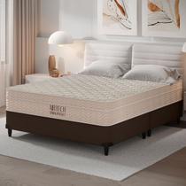 CAMA BOX QUEEN SIZE ORTOBOM AIRTECH MOLAS ENSACADAS 158x198x66CM BEGE e BOX material sintético MARROM CAMA BOX QUEEN SIZE ORTOBOM AIRTECH MOLAS ENSACADAS 158x198x66CM BEGE e BOX material sintético MARROM